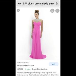 New NWT Blush Prom Alexia bright pink beaded long pageant gown dress 2